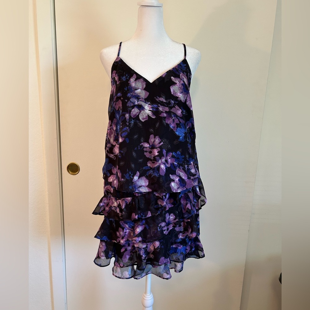 Lucy Paris Purple Floral Midi Two Piece Brocade Fabric